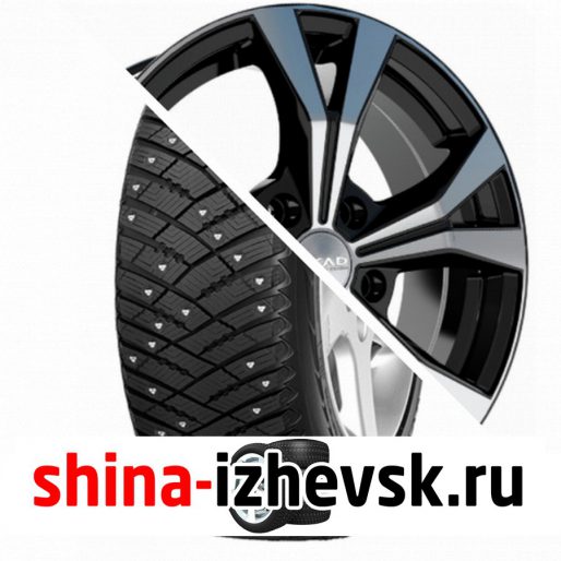 Колесо в сборе Goodyear Ultra Grip Ice Arctic 215/65 R16 T 98 + СКАД Нагано 6.5xR16 5×114.3 ET45 DIA60.1 Черный глянцевый с полированной лицевой поверхностью в Ижевске
